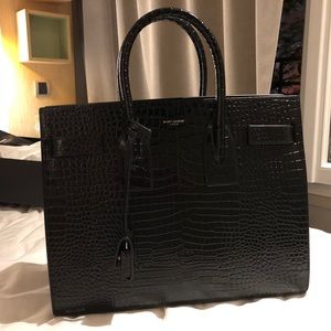 Saint Laurent Small Sac de Jour Crocodile-Embossed